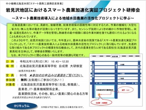 スマート農業の現状を高校生に説明する「岩見沢地区におけるスマート農業加速化実証プロジェクト研修会」を12月5日に開催