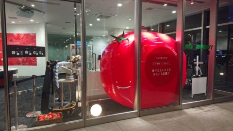 トマト収穫ロボット「RO=BUDDY」、北九州市のYE DIGITALショールームで展示中