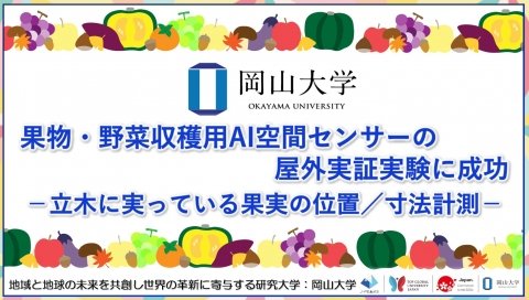 岡山大学発ベンチャーのビジュアルサーボ、「果物・野菜収穫用AI空間センサー」の屋外実証実験に成功